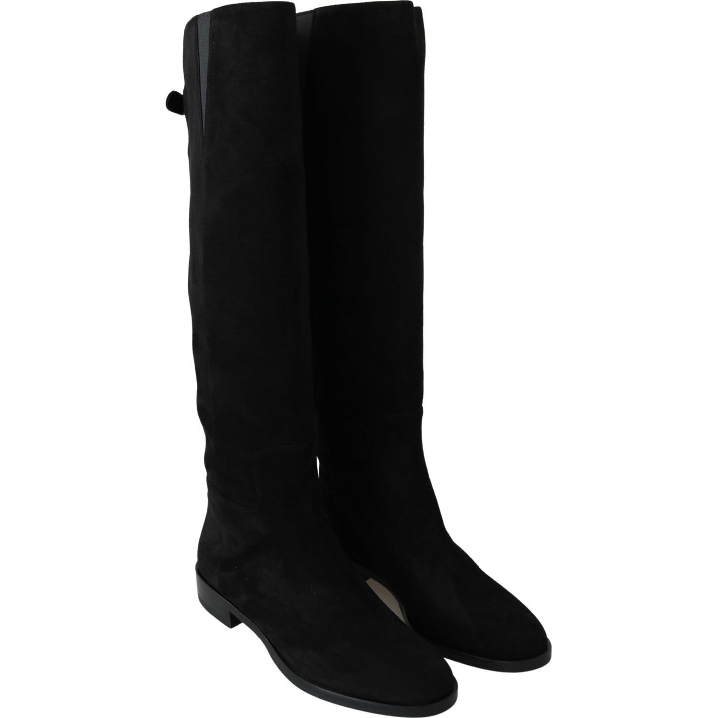 Dolce & Gabbana Black Suede Knee High Flat Boots Shoes Dolce & Gabbana