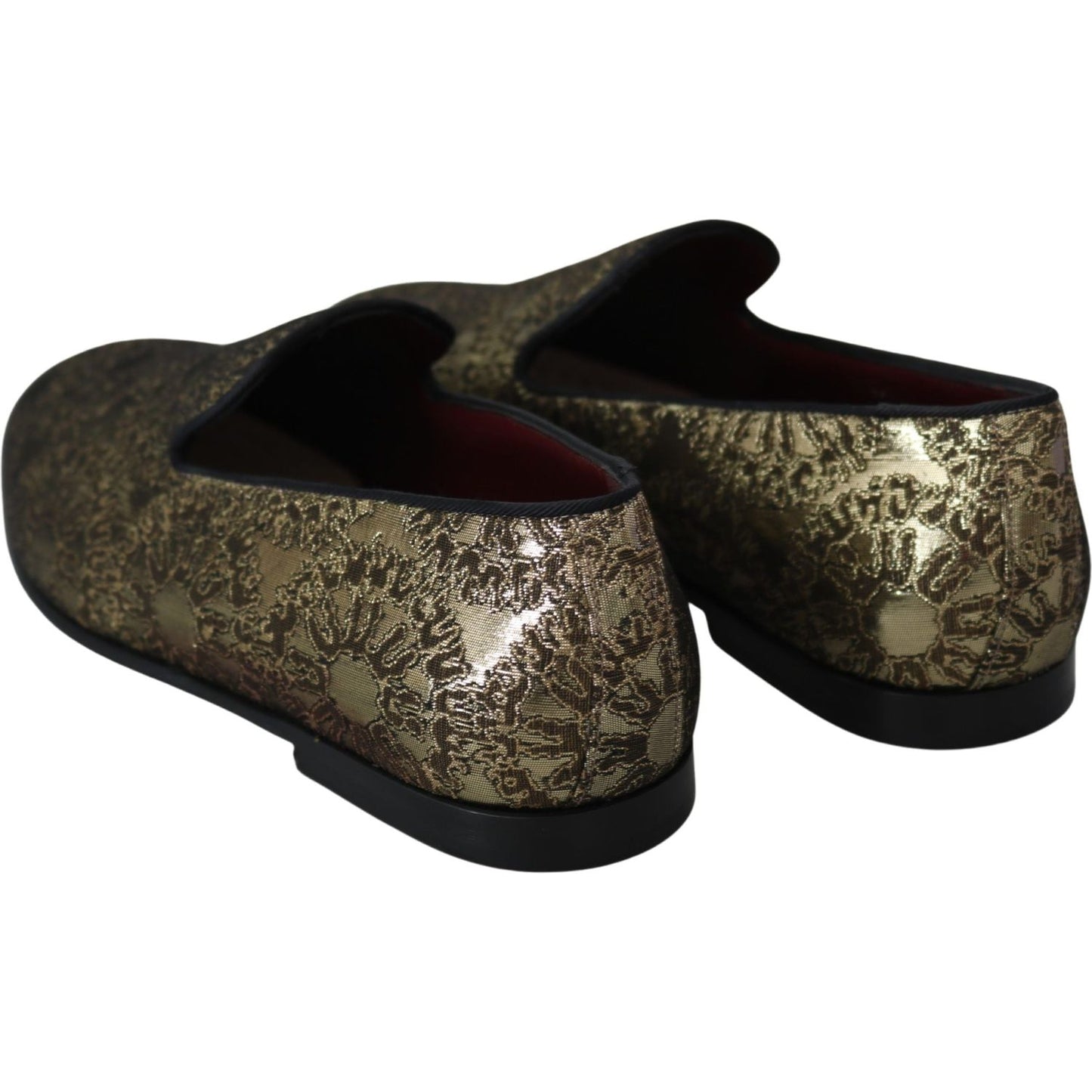 Dolce & Gabbana Gold Jacquard Flats Mens Loafers Shoes Dolce & Gabbana