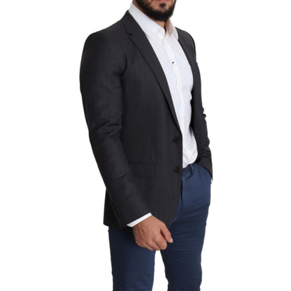 Dolce & Gabbana Black Wool Single Breasted Coat MARTINI Blazer