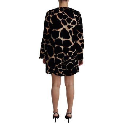 Dolce & Gabbana Black Giraffe Print Shift Mini Dress Dolce & Gabbana