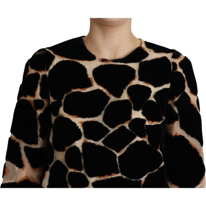 Dolce & Gabbana Black Giraffe Print Shift Mini Dress Dolce & Gabbana