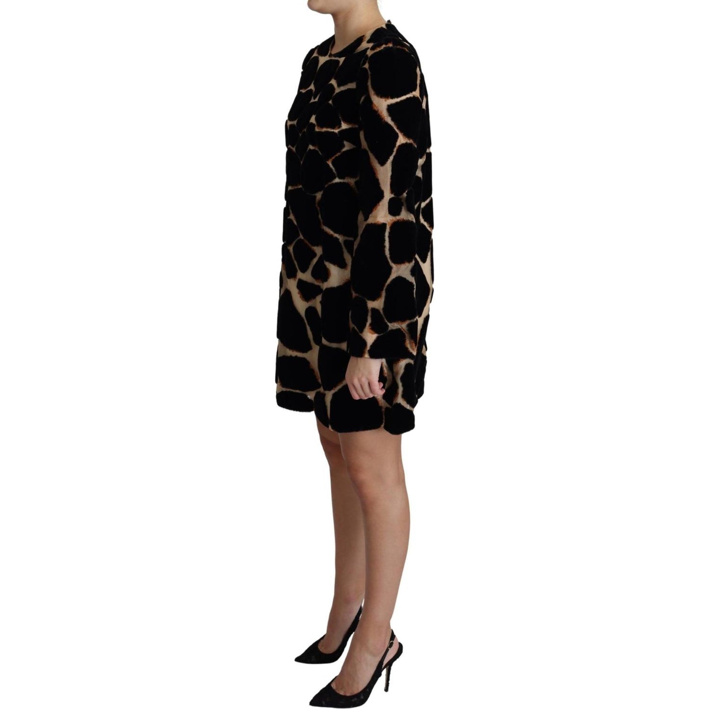 Dolce & Gabbana Black Giraffe Print Shift Mini Dress Dolce & Gabbana