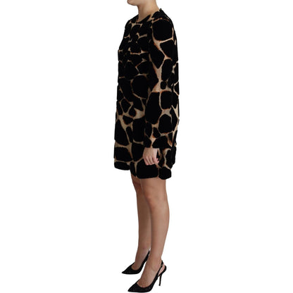 Dolce & Gabbana Black Giraffe Print Shift Mini Dress Dolce & Gabbana
