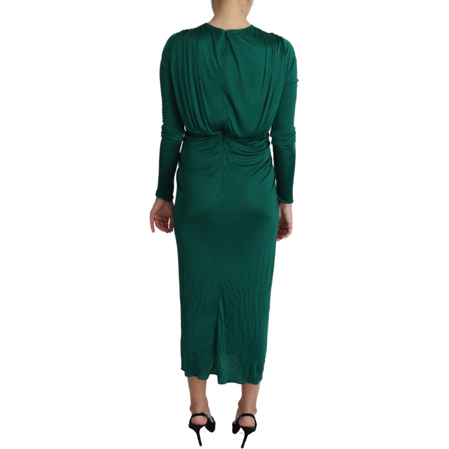 Dolce & Gabbana Green Fitted Silhouette Midi Viscose Dress Dolce & Gabbana