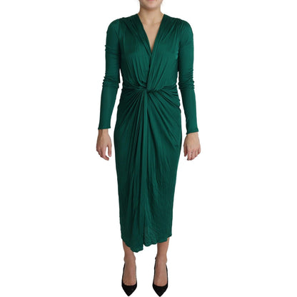 Dolce & Gabbana Green Fitted Silhouette Midi Viscose Dress Dolce & Gabbana