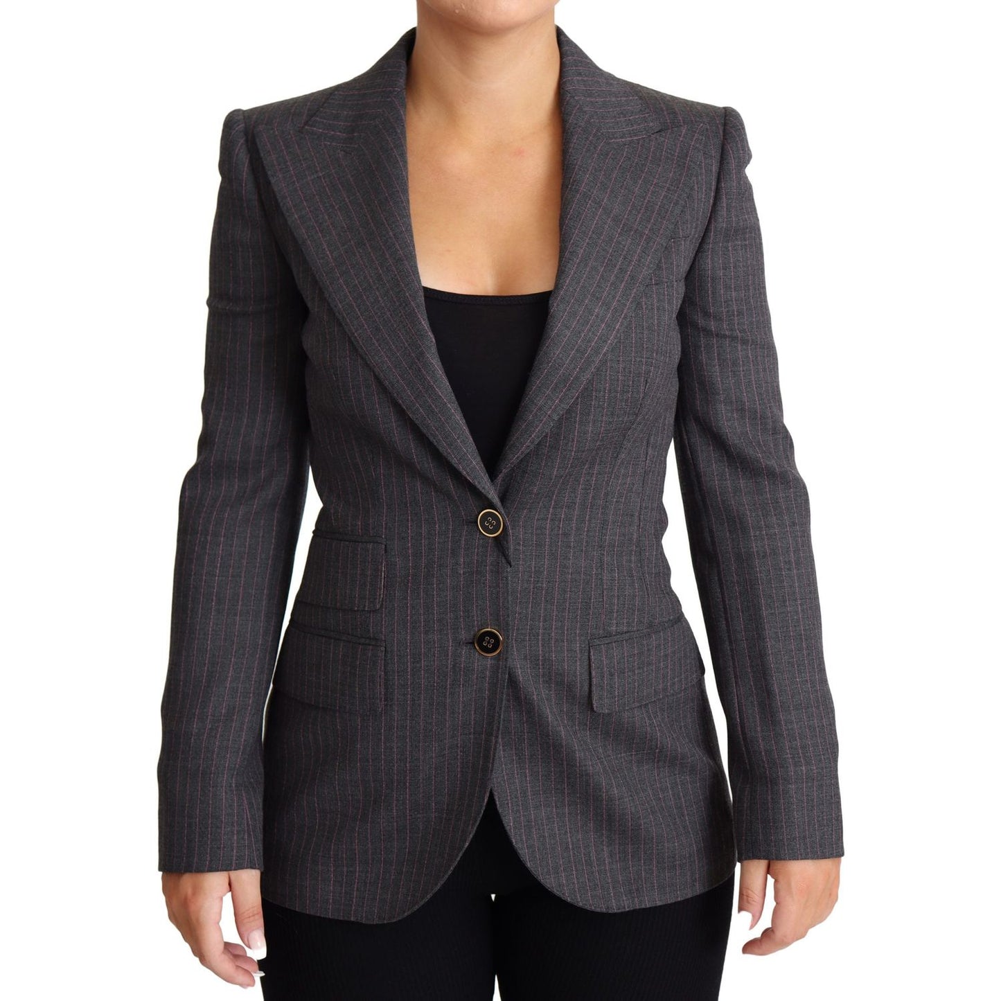 Dolce & Gabbana Gray Single Breasted Fitted Blazer Wool Jacket Dolce & Gabbana