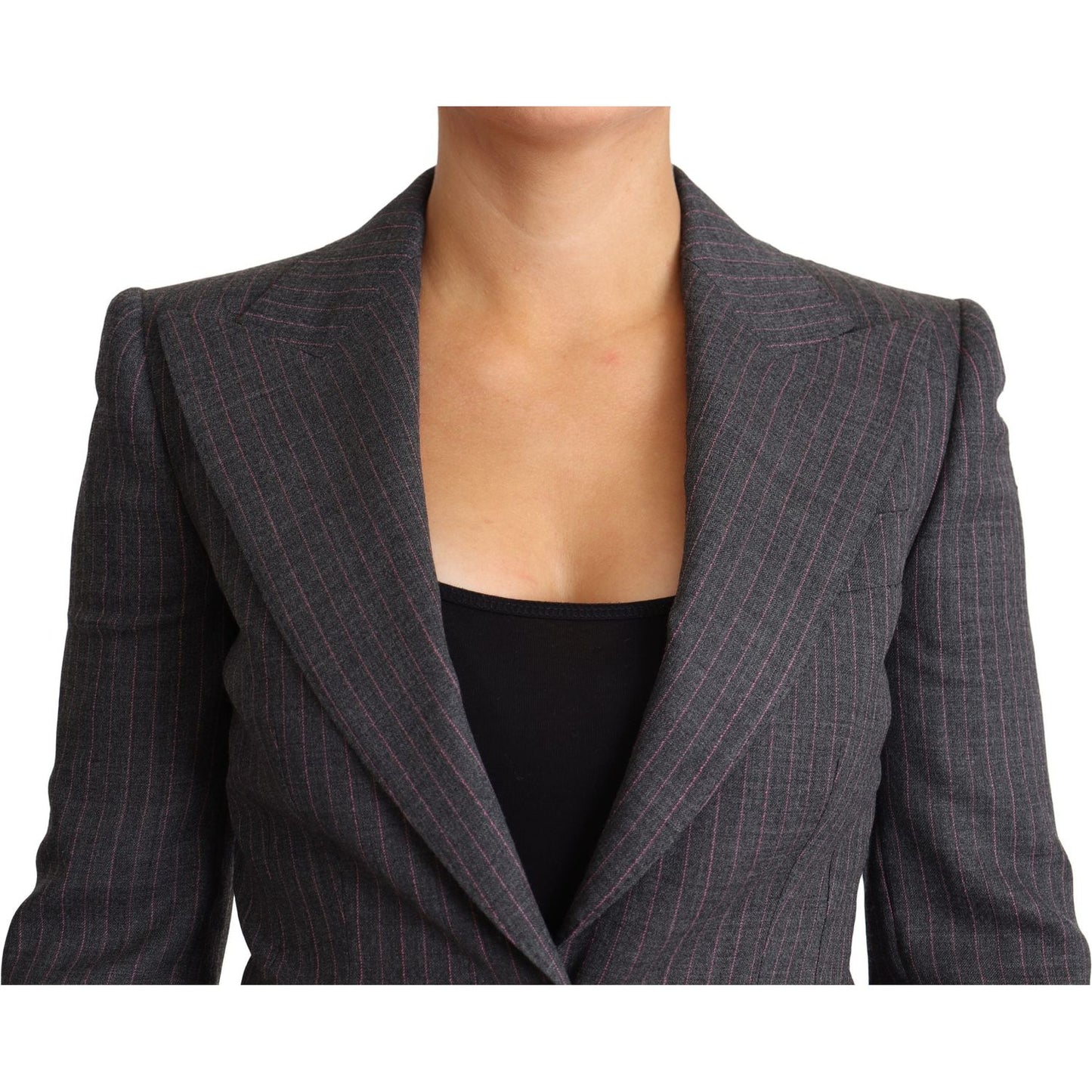 Dolce & Gabbana Gray Single Breasted Fitted Blazer Wool Jacket Dolce & Gabbana