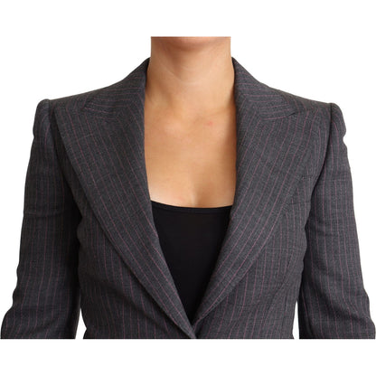 Dolce & Gabbana Gray Single Breasted Fitted Blazer Wool Jacket Dolce & Gabbana