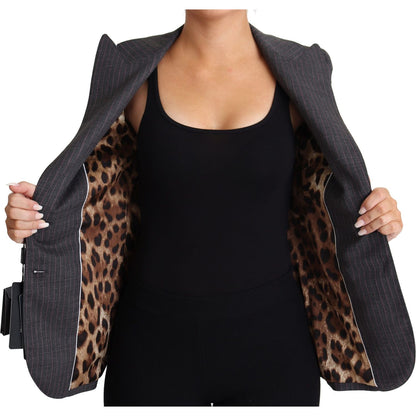 Dolce & Gabbana Gray Single Breasted Fitted Blazer Wool Jacket Dolce & Gabbana