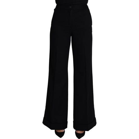 Dolce & Gabbana Black Cashmere Wide Leg Women Trouser Pants Dolce & Gabbana