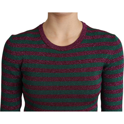 Dolce & Gabbana Multicolor Stripes Crew Neck Pullover Sweater Dolce & Gabbana