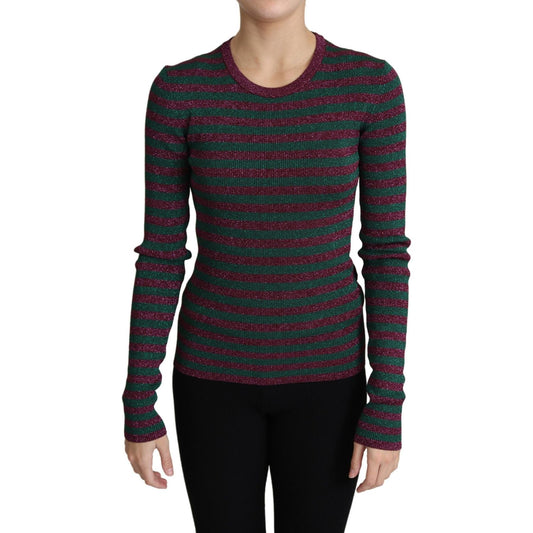 Dolce & Gabbana Multicolor Stripes Crew Neck Pullover Sweater Dolce & Gabbana