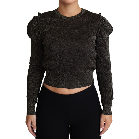 Dolce & Gabbana Black Gold Cropped Women Pullover Sweater Dolce & Gabbana