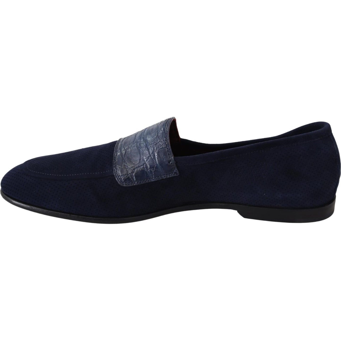 Dolce & Gabbana Blue Suede Caiman Loafers Slippers Shoes Dolce & Gabbana