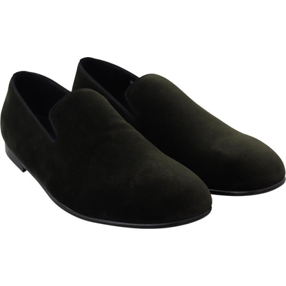 Dolce & Gabbana Green Velvet Slip On Mens Loafers Shoes Dolce & Gabbana