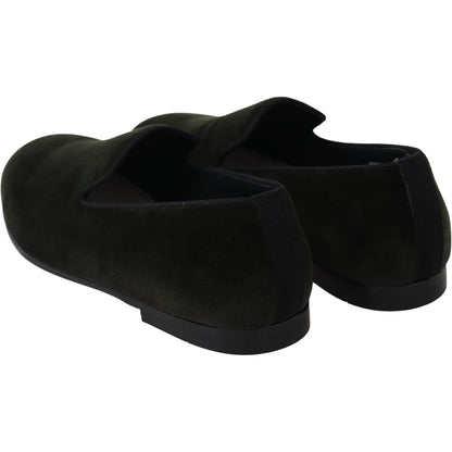 Dolce & Gabbana Green Velvet Slip On Mens Loafers Shoes Dolce & Gabbana