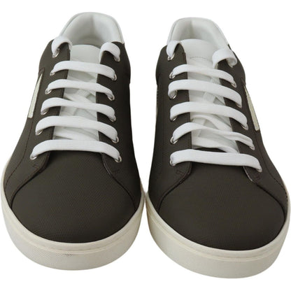 Dolce & Gabbana White Green Leather Low Top Sneakers Shoes Dolce & Gabbana