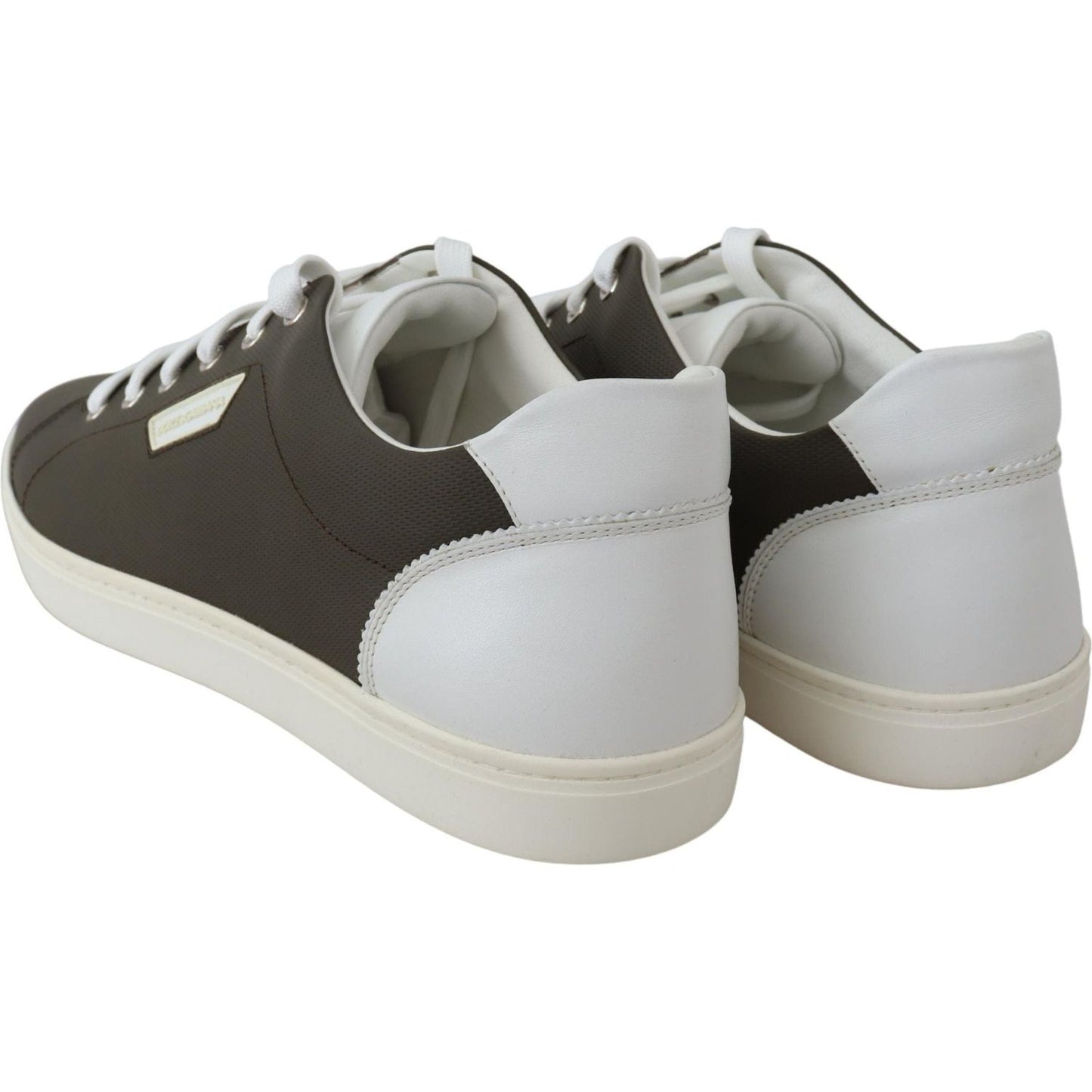 Dolce & Gabbana White Green Leather Low Top Sneakers Shoes Dolce & Gabbana