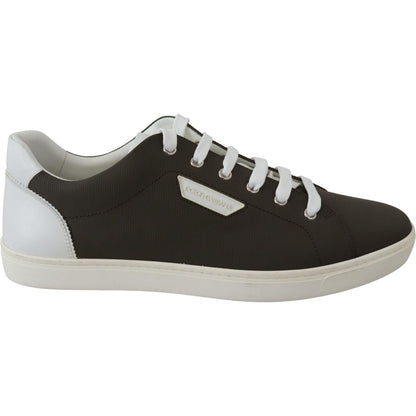 Dolce & Gabbana White Green Leather Low Top Sneakers Shoes Dolce & Gabbana