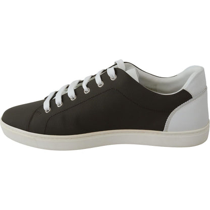 Dolce & Gabbana White Green Leather Low Top Sneakers Shoes Dolce & Gabbana
