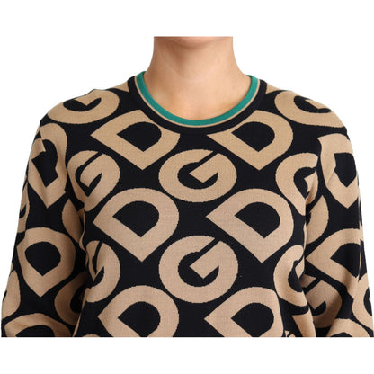 Dolce & Gabbana Multicolor DG Mania Wool Crewneck Pullover Sweater