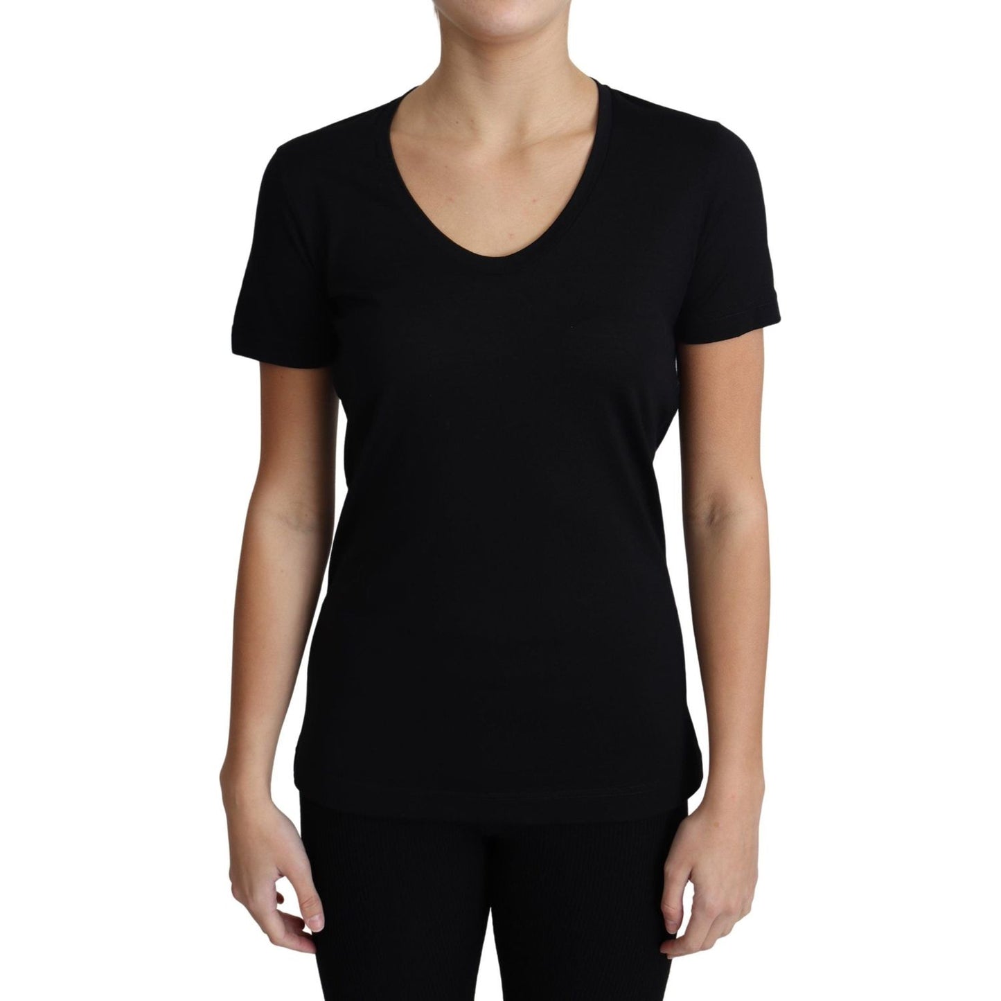 Dolce & Gabbana Black Wool Round Neck Short Sleeves T-shirt Dolce & Gabbana