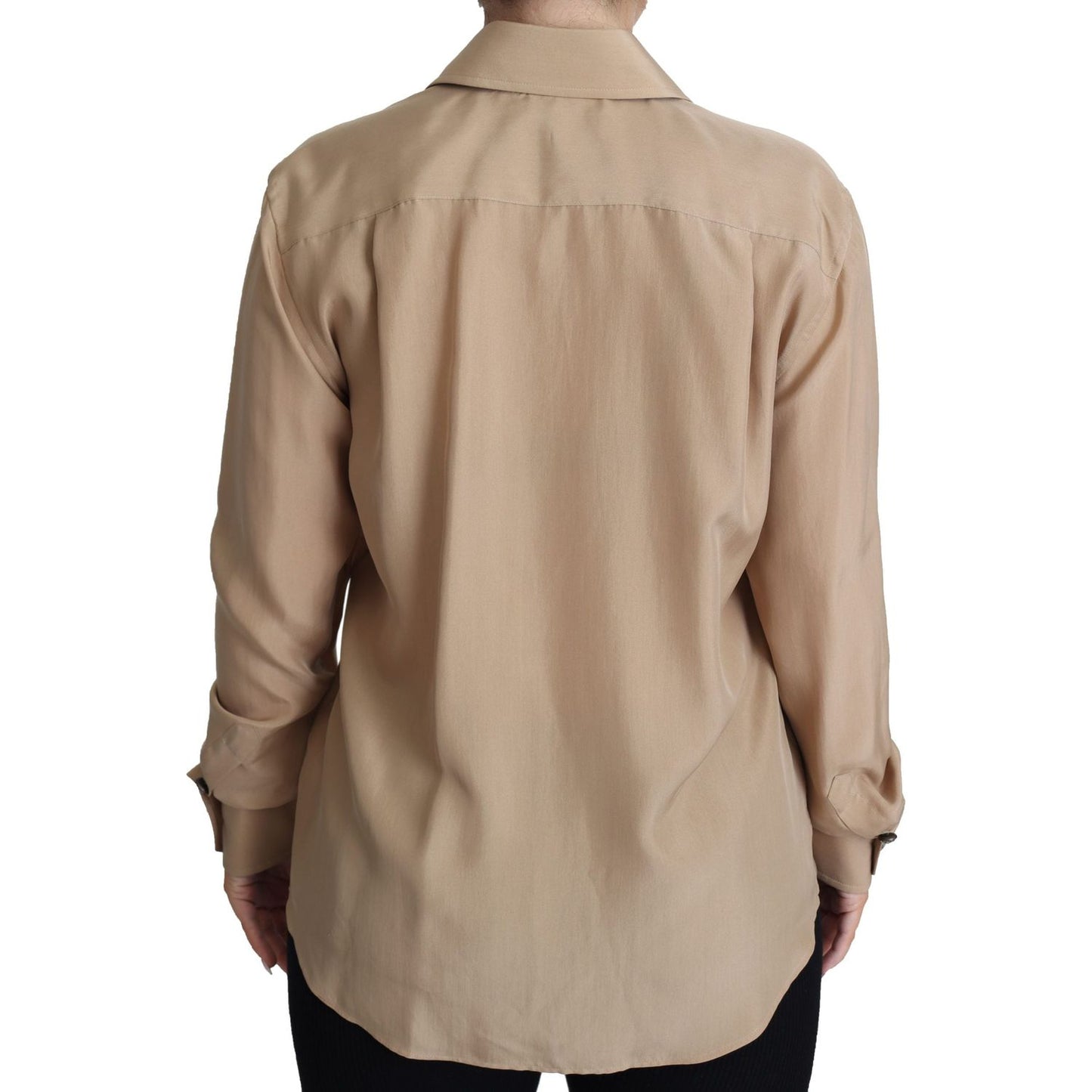 Dolce & Gabbana Beige Silk Shirt Decorative Buttons Top Dolce & Gabbana