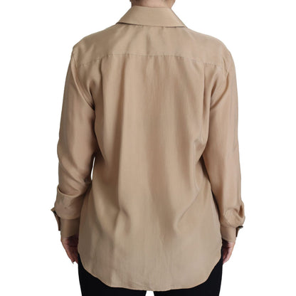 Dolce & Gabbana Beige Silk Shirt Decorative Buttons Top Dolce & Gabbana