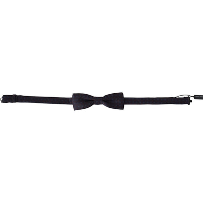 Dolce & Gabbana Gray Pattern Silk Adjustable Neck Papillon Bow Tie