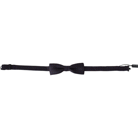 Dolce & Gabbana Gray Pattern Silk Adjustable Neck Papillon Bow Tie