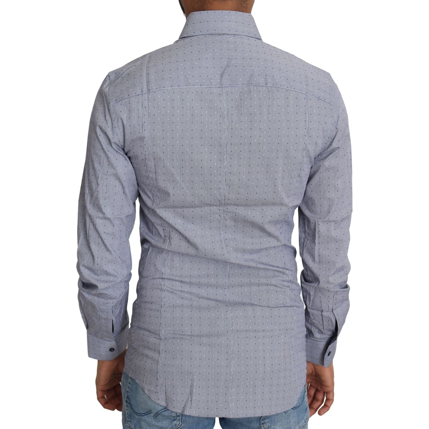 Dolce & Gabbana Gray Dotted Semi Fitted Formal SICILIA Shirt