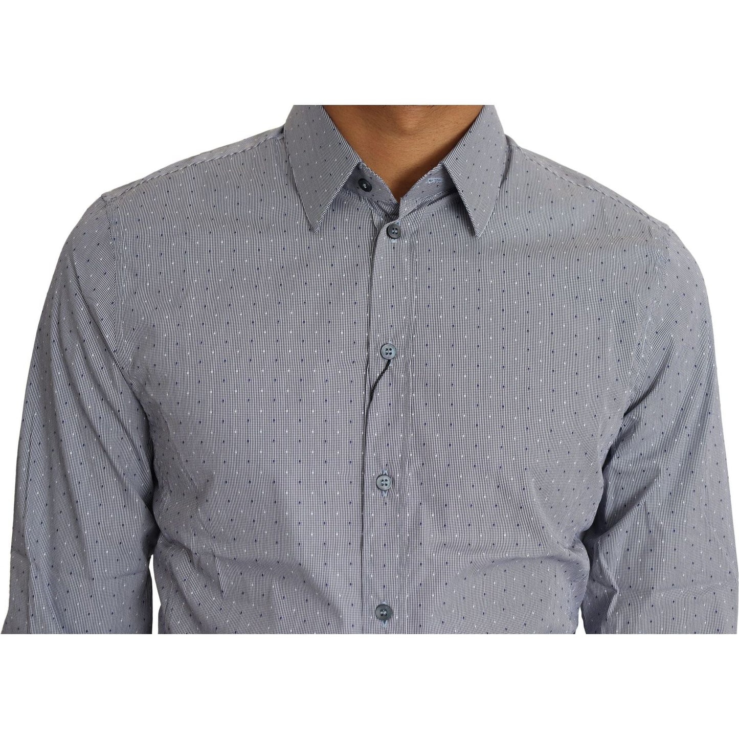 Dolce & Gabbana Gray Dotted Semi Fitted Formal SICILIA Shirt Dolce & Gabbana