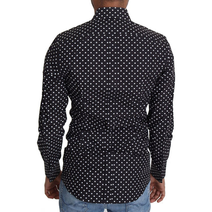 Dolce & Gabbana Black White Polka Dots Casual Shirt Dolce & Gabbana