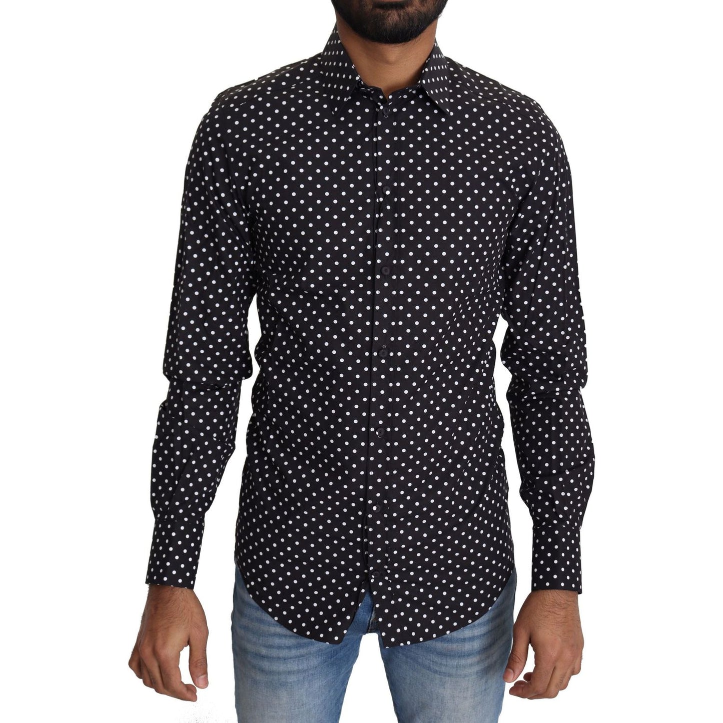 Dolce & Gabbana Black White Polka Dots Casual Shirt Dolce & Gabbana