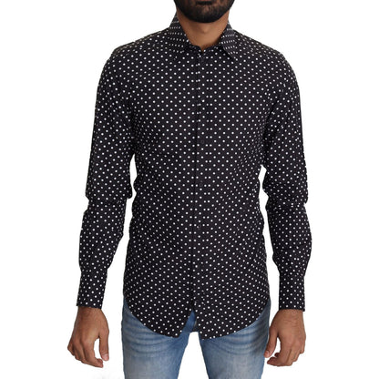 Dolce & Gabbana Black White Polka Dots Casual Shirt Dolce & Gabbana