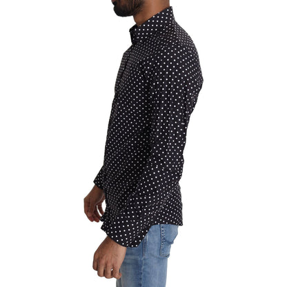 Dolce & Gabbana Black White Polka Dots Casual Shirt Dolce & Gabbana