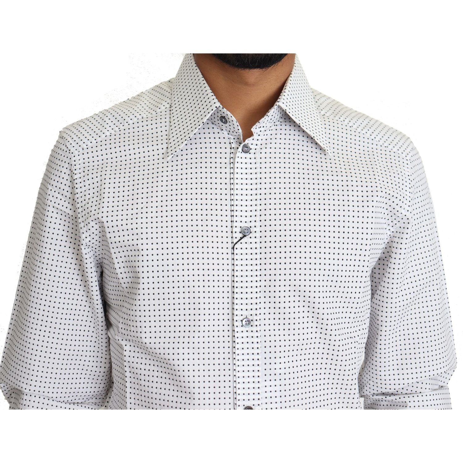 Dolce & Gabbana Black White Polka Dots Dress Shirt