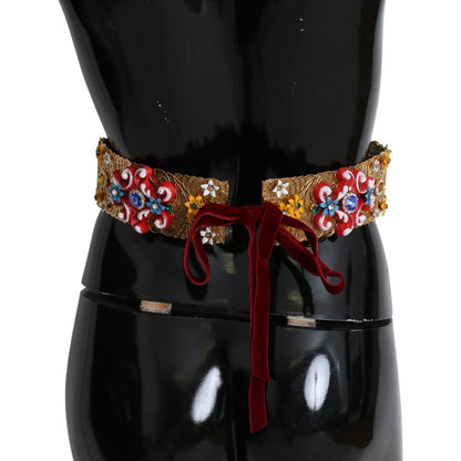 Dolce & Gabbana multicolor Embellished Floral Crystal Wide Waist Belt Dolce & Gabbana