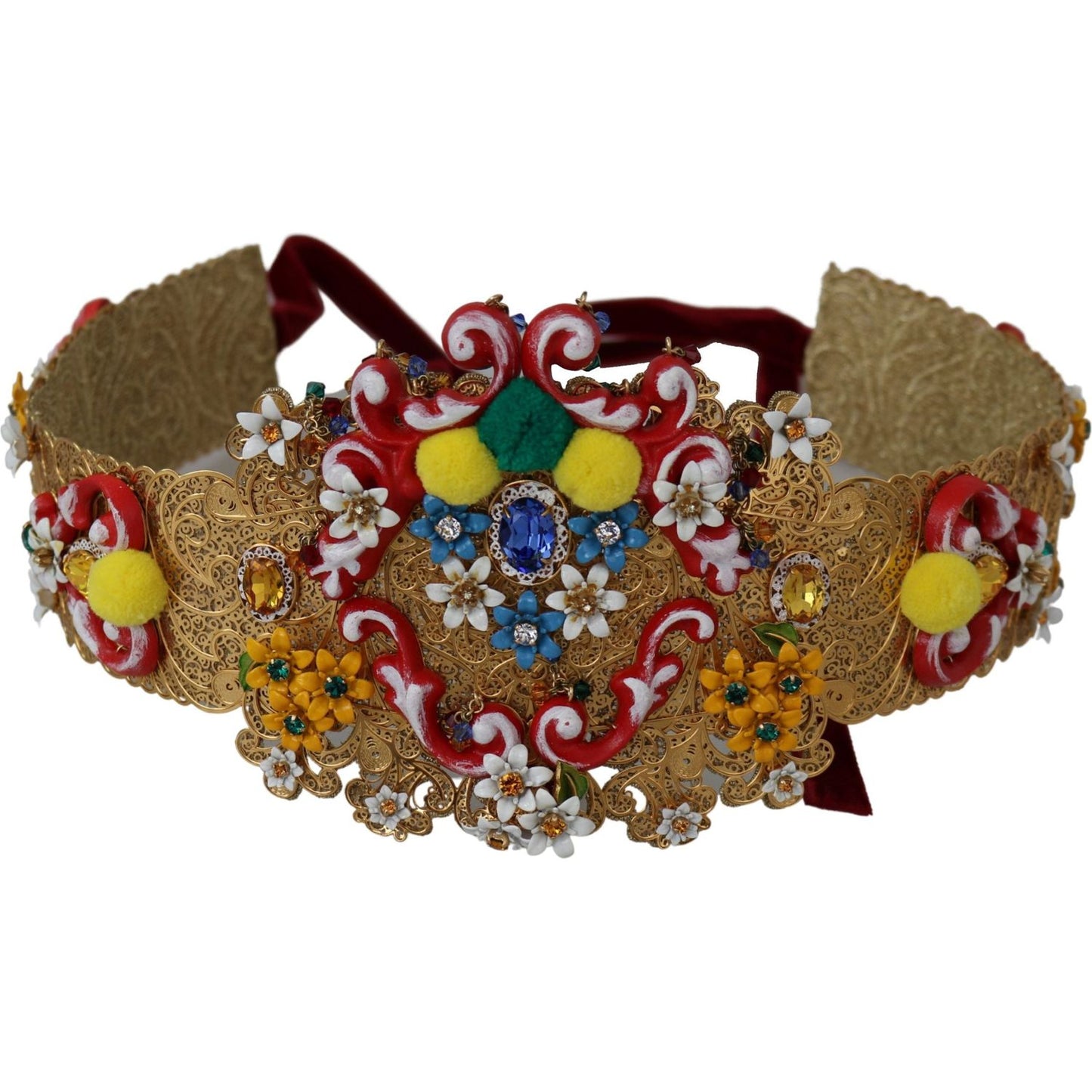 Dolce & Gabbana multicolor Embellished Floral Crystal Wide Waist Belt Dolce & Gabbana