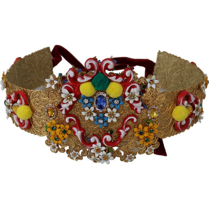 Dolce & Gabbana multicolor Embellished Floral Crystal Wide Waist Belt Dolce & Gabbana