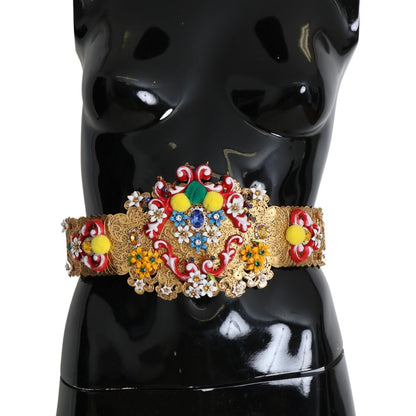 Dolce & Gabbana multicolor Embellished Floral Crystal Wide Waist Belt Dolce & Gabbana
