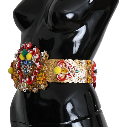 Dolce & Gabbana multicolor Embellished Floral Crystal Wide Waist Belt Dolce & Gabbana