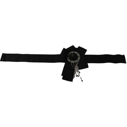Dolce & Gabbana Black Crystal Brooch Wide Wai SATORIA Belt Dolce & Gabbana