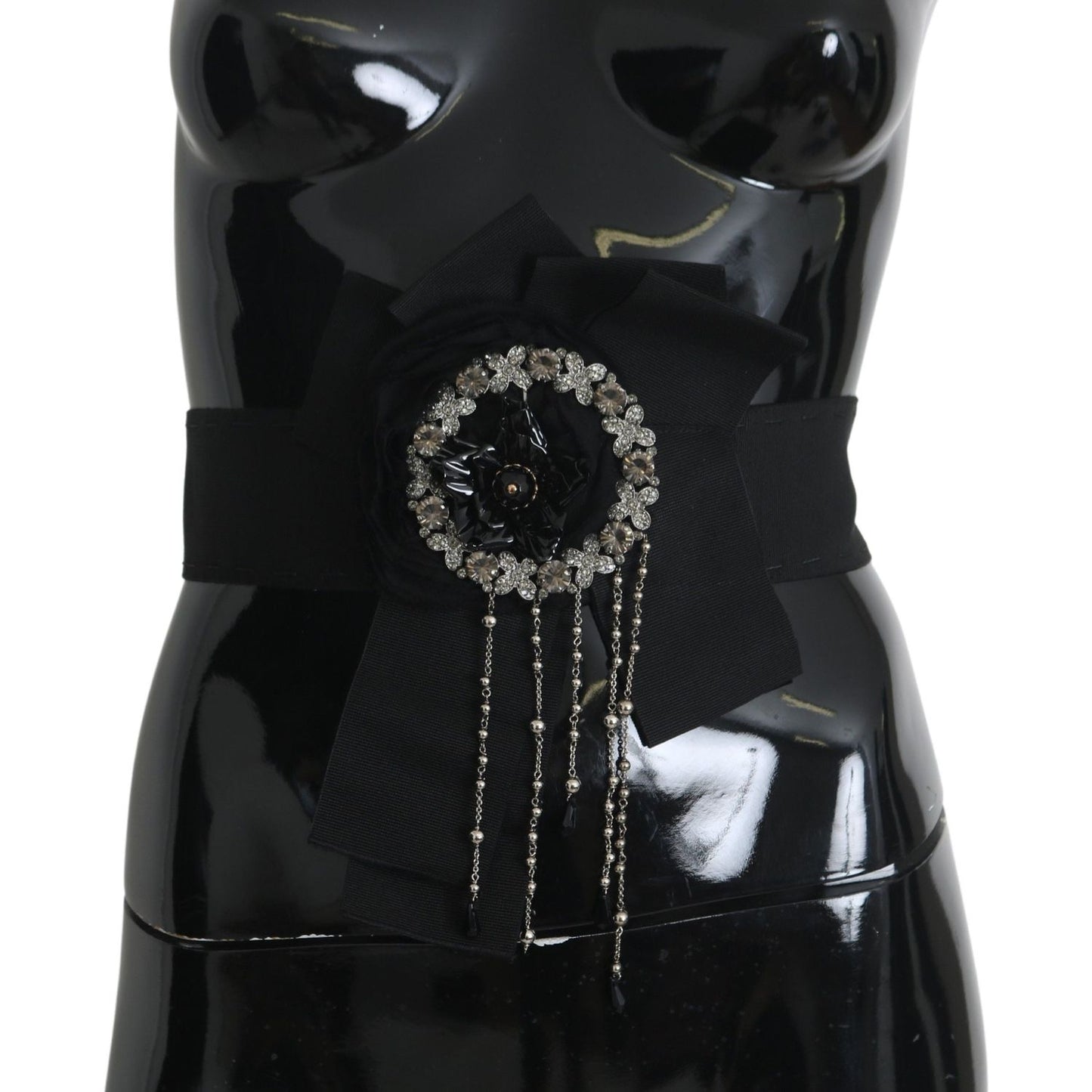 Dolce & Gabbana Black Crystal Brooch Wide Wai SATORIA Belt Dolce & Gabbana