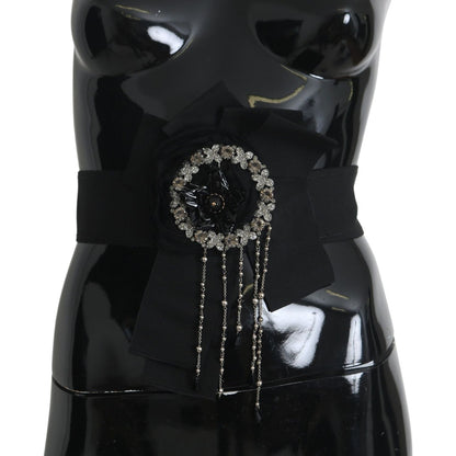 Dolce & Gabbana Black Crystal Brooch Wide Wai SATORIA Belt Dolce & Gabbana