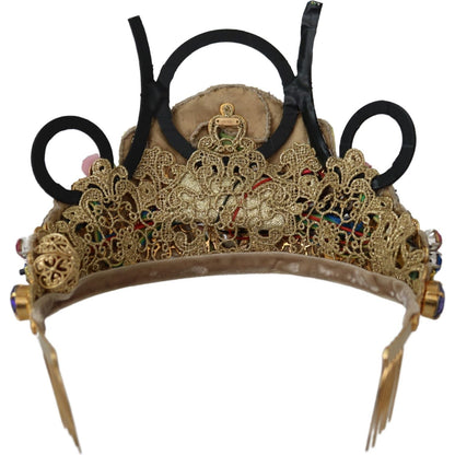 Dolce & Gabbana Gold Brass Floral Crystals LED Lights Crown Tiara Diadem Diadem