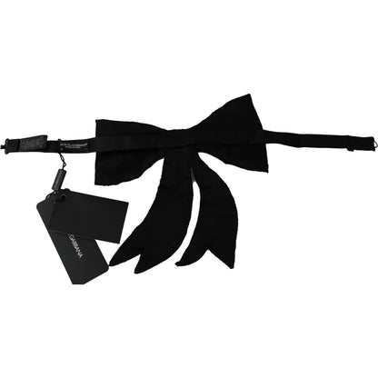 Dolce & Gabbana Silver Tone 100% Silk Crystal Embellished Women Bowtie Dolce & Gabbana