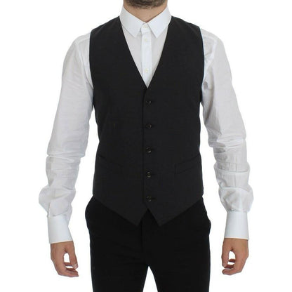 Dolce & Gabbana Gray Wool Stretch Dress Blazer Vest Dolce & Gabbana