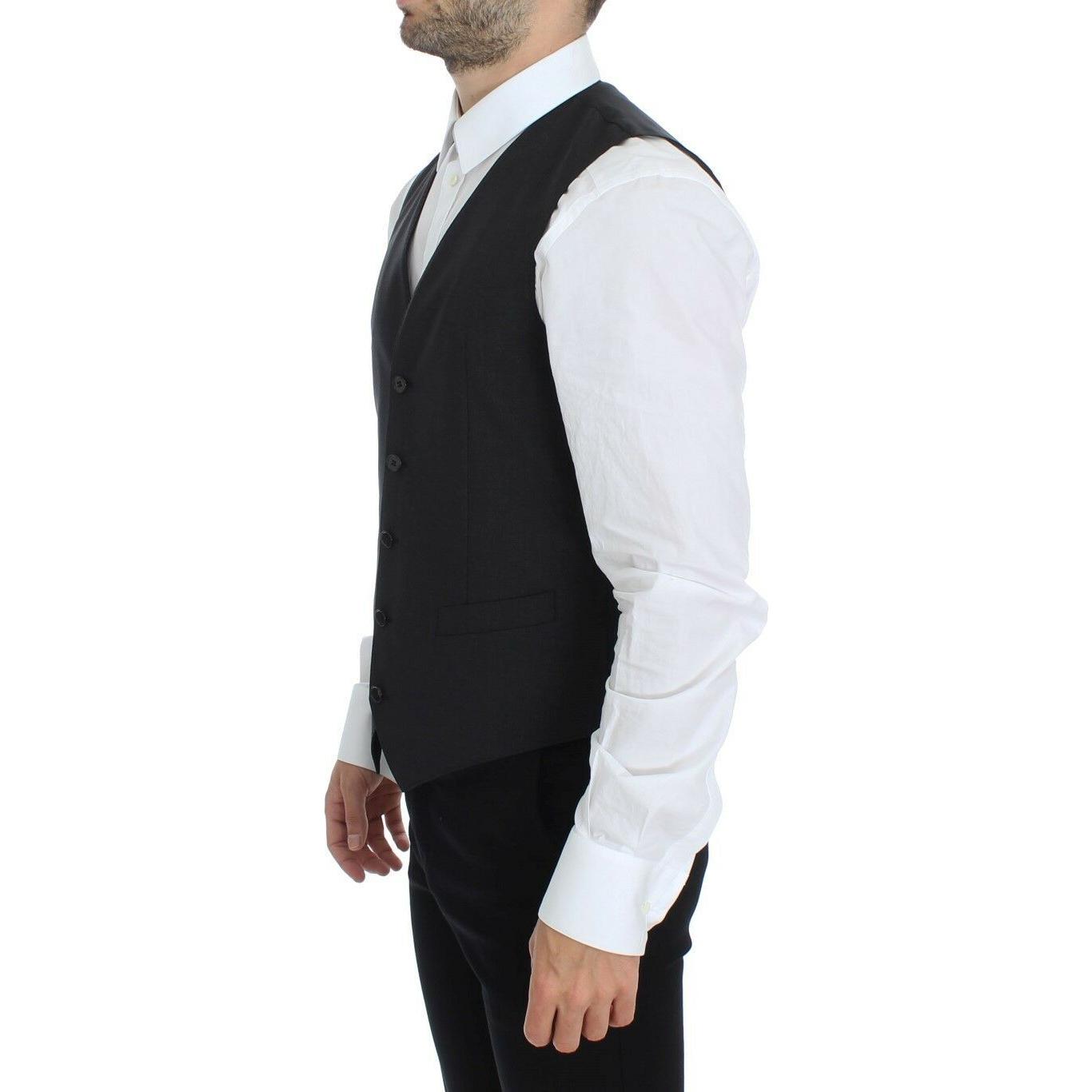 Dolce & Gabbana Gray Wool Stretch Dress Blazer Vest Dolce & Gabbana