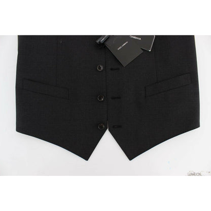 Dolce & Gabbana Gray Wool Stretch Dress Blazer Vest Dolce & Gabbana